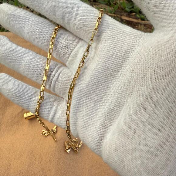 Vintage Gucci Golden Stick Perfume Bottle Necklace Webbing Green Red Sherry Line - Picture 6 of 11